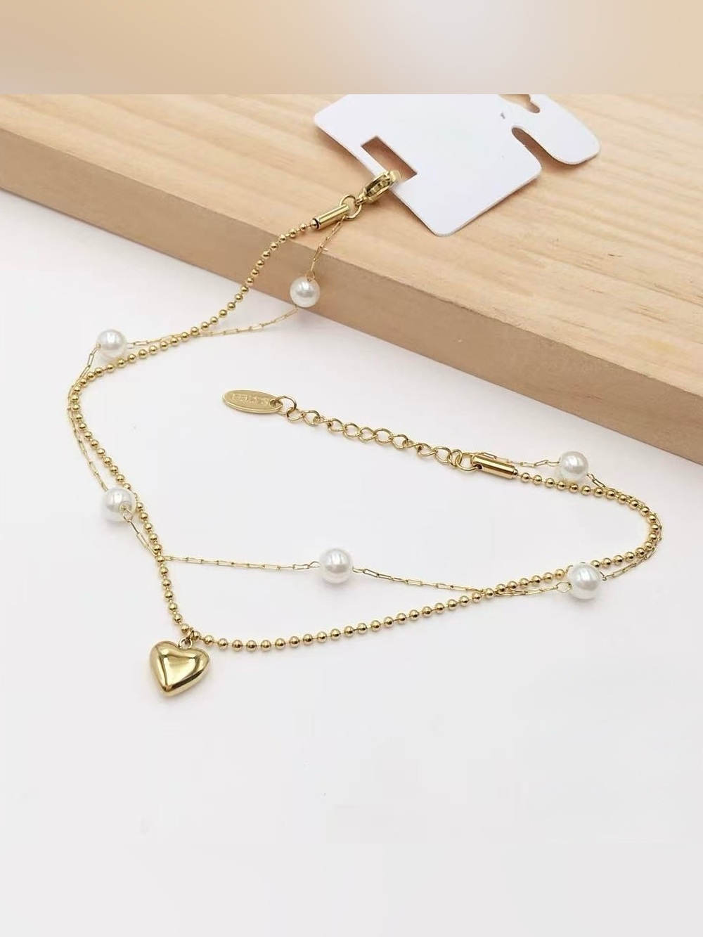 Gold Heart & Pearl Layered Bracelet - Women Jewelry
